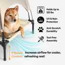FUNNY FUZZY Outdoor Elevated Dog Bed with Canopy Large Sized Dog, 48" Khaki
