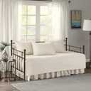 Comfort Spaces Daybed Cover - Luxe Double Sided-Quilting, All Season Cozy Bedding with Bedskirt, Matching Shams, Kienna Ivory 75"x39" 5 Piece