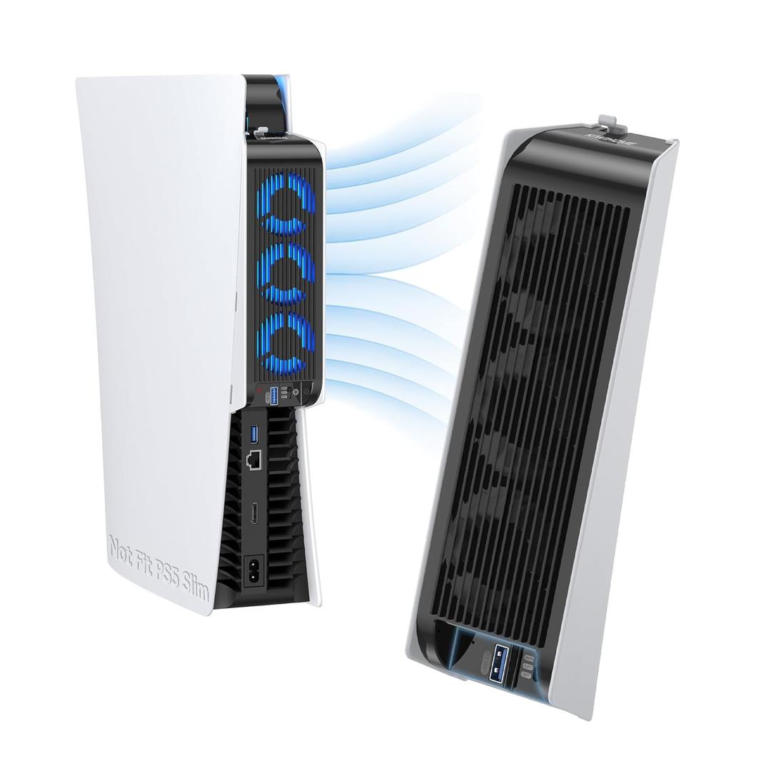 KIWIHOME Cooling Fan for PS5 Accessories, Upgraded Quiet Cooler Fan with Auto Speed, Controller USB3.0 Port & LED for PS5 2020 Only, Not for PlayStation 5 Slim/Pro, White