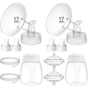 17mm Replacement Pump Parts for Spectra S1 S2 9 Plus Synergy Gold Includes Flange Duckbill Valve Tubing Backflow Protector Bottle,Compatible with Motif Luna Cimilre Ameda MYA Pump (Full Set-17mm)