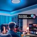 zouzai 12 inch LED Ceiling Light Flush Mount, 5CCT Adjustable 2700K-6000K, Amber/Pink/Ice Blue Night Light, 22W+8W Dimmable Fixture for Bedroom, Living Room (Black, DIP Switch, 2 Pack)