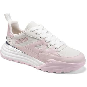 DKNY Womens Zanira Lace Up Sneaker with Chunky Platform (8, Soft White/Light Pink)