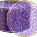 Rubtlamp 100Pcs Plastic Purple Dinner Plates, Heavy Duty 10 Inch Gold Disposable Plates, Hammered Purple Plates with Gold Rim, Fancy Plastic Plates for Weeding Parties