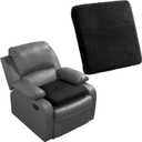 HOMBYS Tufted Furry Recliner Seat Cushion for Elderly Foam Curved Edge Large Square Seat Cushion for Office Chair, Car, Floor Pillow, No Pressure on Thighs (Black), 20*20*3in