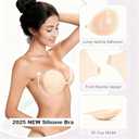 Adhesive Strapless Bra for Women Sticky Invisible Push up Silicone Bra for Backless Dress Upgraded Clasp Bras (S)