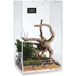Acrylic Clear Reptile Habitat Enclosure Terrarium with Latch Perfect for Amphibians and Invertebrates Such as Spiders, Frogs, etc (Vertical Large)