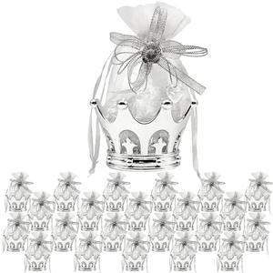 JC HUMMINGBIRD JCHB 24 Pieces Fillable Silver Crown with Flower Pouch Party Favors