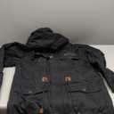 TACVASEN Men's Winter Jacket Cotton Military Jackets Fleece Lined Thick Work Warm Cargo Coats with Hooded (Medium, Black)