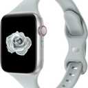 Thin Slim Band Compatible with Apple Watch 342(Series 3 2 1)/44/45/46/49mm, Replacement Silicone Sport Strap for iWatch Series 11/10/9/8/7/6/5/4/3/2/1 Ultra SE Women Men, Succulent