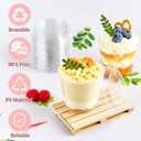 TOFLEN 6 oz Mini Dessert Cups with Lids and Spoons 150 Pcs | Serves 50 | Small Plastic Cake Cups Round Party Serving Cups for Parfait, Appetizers, Mousse, Dessert Shot Glasses