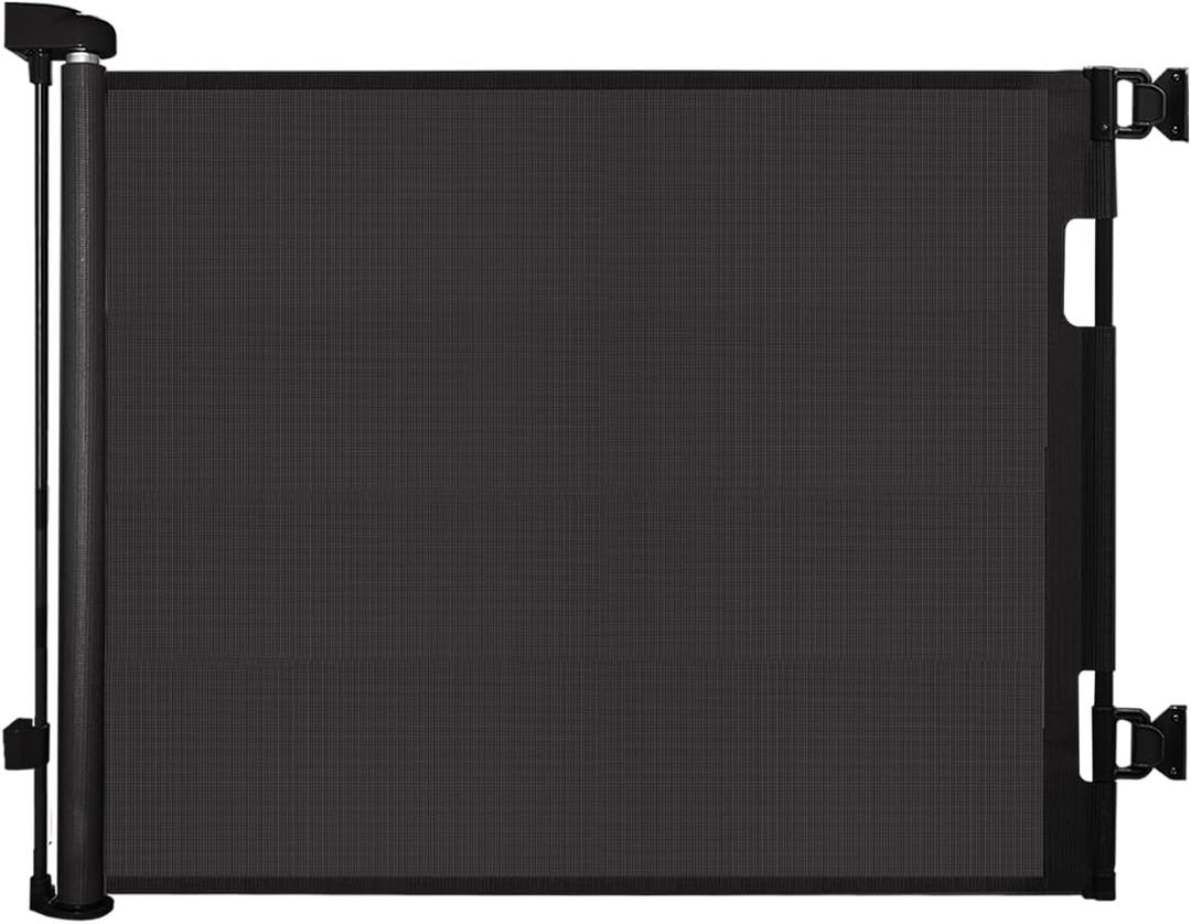 Retractable Baby Gate for Stairs  33 Height, Expands up to 55 Width  Safety Gate for Infants, Toddlers, Dogs & Pets  Easy Install, Secure Closure, Black Mesh Design for Indoor & Outdoor Use