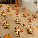 SAND MINE Metal Turkey Tea Light Candle Holders, Thanksgiving Candle Holder, Turkey Candle Holder, Metal Candle Holder, Thanksgiving Home Table Decoration (12)