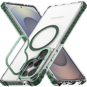 Nvollnoe for Samsung S25 Ultra Case Compatible with MagSafe Military Grade Shockproof Heavy Duty Protective Adjustable Kickstand Ultra Clear Magnetic Phone Case for Samsung S25 Ultra (Green)
