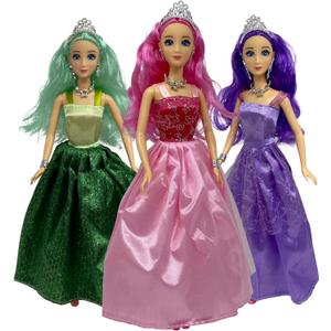 Princess Doll Set for Girls, 3 Little Dolls for Dollhouse | 11.5 Princess Dolls for 3-12 Year Old Girls | Princess Toy Dolls with Pretty Mermaid Hair, (Caucasian)