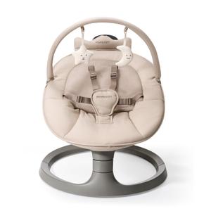 Momcozy 2-in-1 Electric Baby Swing, Dual-Arm Support System & Parent-Inspired Motions, Convertible to Toddler Seat up to 66 lbs, Adjustable Height, Lightweight, Khaki