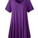 LARACE Casual Tops for Womens Summer Clothes Loose Fit Short Sleeve Shirts Flowy V Neck Tunic Plus Size Blouse(Deep Purple 4X)