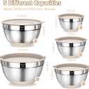 Umite Chef Mixing Bowls with Airtight Lids Set, 8PCS Stainless Steel Nesting Bowls with Grater Attachments, Non-Slip Bottoms, 5, 4, 3.5, 2, 1.5QT for Mixing & Serving
