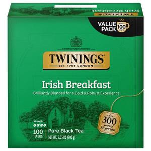 Twinings Irish Breakfast Black Tea Individually Wrapped Bags, 100 Count (Pack of 1), Flavourful, Bold, and Robust, Caffeinated, Enjoy Hot or Iced, 100 Teabags, Best By: 21/APR/2028