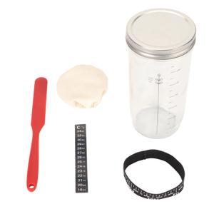Complete 14-in-1 Sourdough Starter Kit 38.8 oz, Wide Mouth of Sourdough Starter Jar Straight Sides with Lids for Sourdough Starter Culture & Baking Instructions for Perfect Fermentation