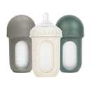 Boon Nursh Bottles - Silicone Baby Bottles Help Ease Colic Symptoms - Reusable Food-Grade Silicone Pouches with Polypropylene Shell - Medium Flow - 8 Oz - Speckle Green
