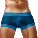 SEAUR Men's Pouch Boxer Briefs Seamless Ribbed Underwear Low Rise Breathable Trunks Stretchy Underpants (Medium, Blue)