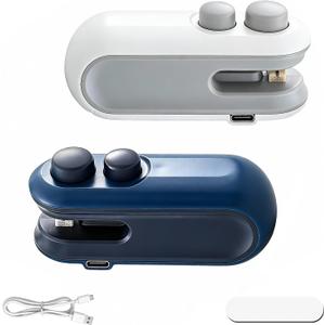 Upgraded Mini Bag Sealer With Cutter And Magnet, 2 In 1 Rechargeable Usb C Bag Sealer Heat Seal Machine With Sealer&Cutter2PCS