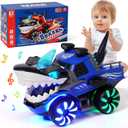 Shark Monster Truck Toy for Baby Boy,Shark Car Lights Up Toy with Chomper Shakes Sounds Blue Shark Truck Toys for Toddlers 1 2 3 4 5 7 Years Old Babies Boys Kids Birthday Party Favors