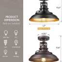 FEMILA Industrial Semi Flush Mount Ceiling Light, 12" Farmhouse Front Porch Ceiling Lighting Fixture, 2 Pack Outdoor Flush Mount Porch Light for Entryway, Hallway, Kitchen, 4FY15-F-2PK BK-1