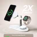 VBA 4 in 1 Wireless Charging Station for Apple MagSafe Charger,Fast Charging Magnetic Wireless Charger Stand with Night Light for iPhone 17 Air 16 15 14 13 12 Series,Apple Watch,AirPods Pro (White)