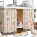 ITODA Bed Curtain Dorm Home Upper&Bottom Bed Cloth Curtain Lightproof Bed Tents Drapes Breathable Dustproof Bed Canopy with Rope Buckles(2 PCS)