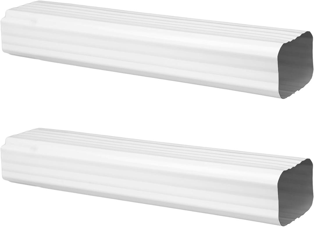 Moxweyeni 2 Pack 2 x 3 Inch, 15 Inch White Aluminum Downspout Extensions Roofing Gutter Downspout DIY Installation for Home Outdoor Drainage