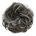 CAISHA Big Hairpiece Scrunchy Updo Bridal Hairstyle curly Messy Bun Dark Brown Gray Mix G34E
