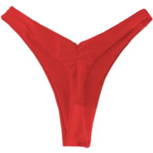 YELAIVP Women's Ruched Back Bikini Bottoms, High Cut Bathing Suit Bottoms Cheeky Thong Swimsuit Bottom, Size M