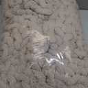 Bigacogo Chunky Knit Throw Blanket for Couch, 40x60 inches, 100% Hand Knitted with Thick Jumbo Chenille Yarn, Cozy Soft Large Rope Knot Cable Crochet Blankets for Sofa Bed Living Room, Taupe