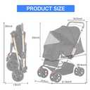 Pet Dog Stroller for Cats and Dog Four Wheels Carrier Strolling Cart with Weather Cover, with Storage Basket for Small Medium Dogs & Cats (Black)