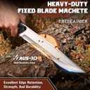Freelander Fixed Blade Knife, 8.9" Full Tang Outdoor Hunting Knife with Leather Sheath, Survival Knives for Outdoor, Camping, Hiking, Knives for Men