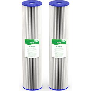 20 Micron 20-Inch Whole House Water Filter Replacement Cartridge, Pleated Sediment Water Filters 4.5" x 20" for Well Water, Compatible with ECP5-20BB, R30-20BB, S1-20BB, SPC-45-2020, 2 Pack