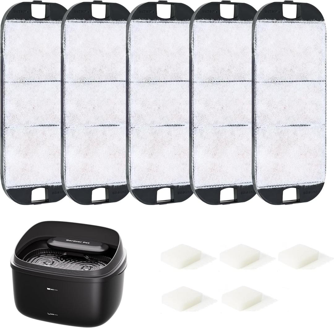 Gardner Pet Replacement Filters for 8L Black Pet Water Fountain, 5-Pack