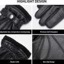 BISON DENIM Sheepskin Leather Gloves for Men, Winter Warm Touchscreen Gloves with Cashmere Lining, Driving Motorcycle Gloves (Large, Black)