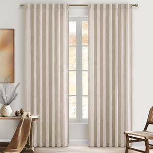 Thick Linen Curtains for Sliding Glass Doors 90 inches long 2 Panels Set, Neutral Light Filtering Sheers Closet Pleated Curtains Elegantes Window Drapes Privacy Back Tab Patio Doors Inside (52"Wx90"L)