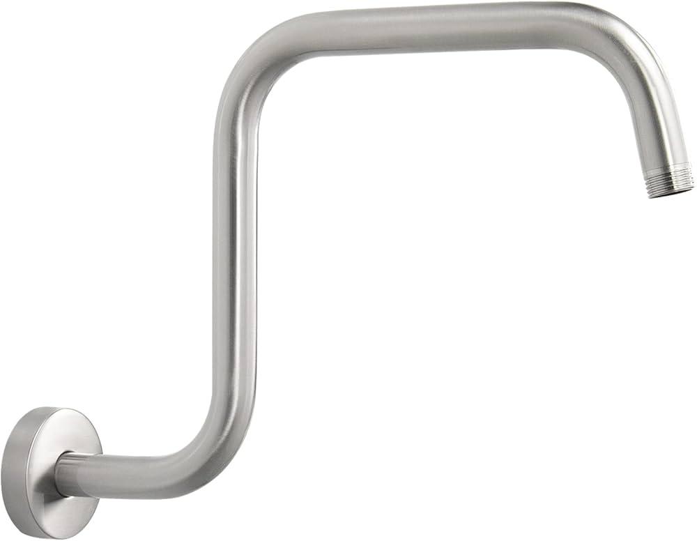 High Rise Shower Head Extension Arm with Flange S-Shaped Shower Head Extender Pipe for Shower Standard 1/2" Connection Bath Accessory