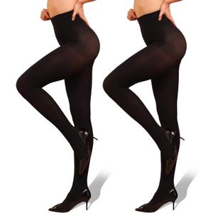 2 x WAKUNA 40D/80D Pantyhose Opaque Tights 2 Pairs Resistant Control Top (Large)