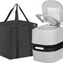 HSM 6.4 Gallon Waste Tank Portable Toilet for Camping RV Boating Fishing Indoor Outdoor Toilet Compact Double-outlet Anti-leak Seal Ring Commode with Travel Bag Sprinkling Bottle