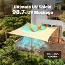 ColourTree Super Ring 20' x 22' Beige Rectangle Sun Shade Sail, Commercial Grade UPF50 Canopy, Reinforced Corners & Edges, 260 GSM Fabric Heavy Duty