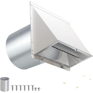 4Inch Dryer Vent Cover Outside,4"Dryer Vent Cover Outdoor,Exterior Vent Cover Dryer Wall Vent Exhaust Vent Dryer Vent Hood Cover Cap,Hooded Wall Vent with Screen&Damper for Dryer Duct HVAC Exhaust Fan