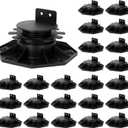 24 Pack Adjustable Deck Support, High Load Deck and Floor Support Pedestals for Floating Deck Platform Deck Floor Height Adjustable Range from 1-1/5" to 2-3/10", Black