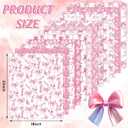 Whaline 12 Pcs Pink Bow Rose Cotton Fabric Bundles Chinoiserie Flower Bowknot Fat Quarters Pink White Sewing Fabrics for DIY Handmade Craft Decor, 18 x 22 in