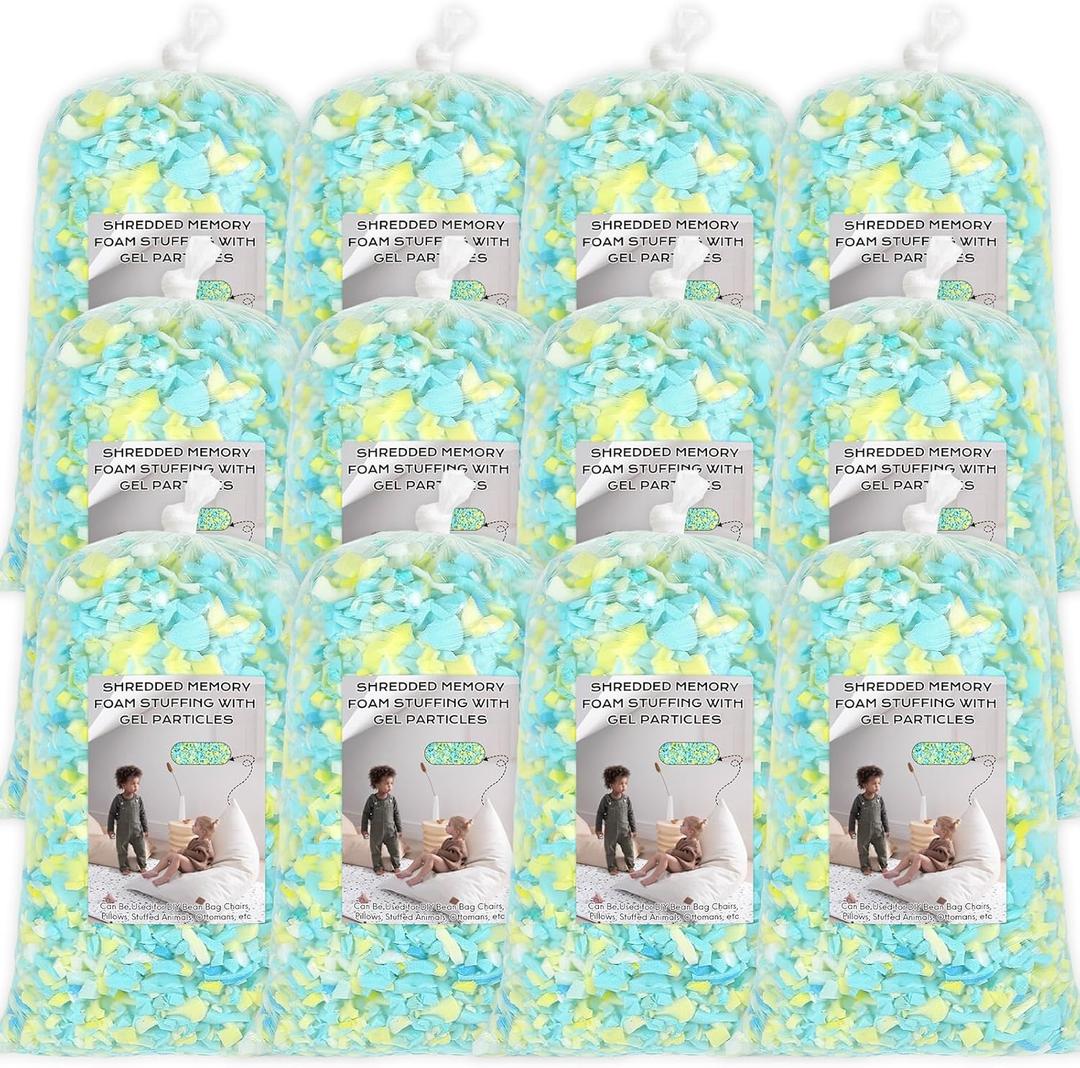Bean Bag Filler, 60lbs Shredded Memory Foam Filling, Bean Bag Chair Filling Stuffing, Bean Bag Refill Insert, Punching Bag Filler, Pillow Filler Stuffing for Stuffed Animals/Arts Crafts(Multi)