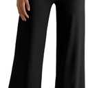 MOOSLOVER Women Wide Leg Yoga Pants with Pockets High Waisted Casual Lounge Pants Comfy Ribbed Loose Pants(S,Black-with Pockets) (Black, S)