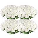 Hananona Artificial Roses in Bulk, Fake Silk White Roses Realistic Roses for Wedding Centerpieces Flower Arrangement Home Decor (50 White)